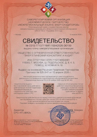 Выдача свидетельства (допуска) саморегулируемой организации в области энергетического обследования (СРО энергоаудиторов)